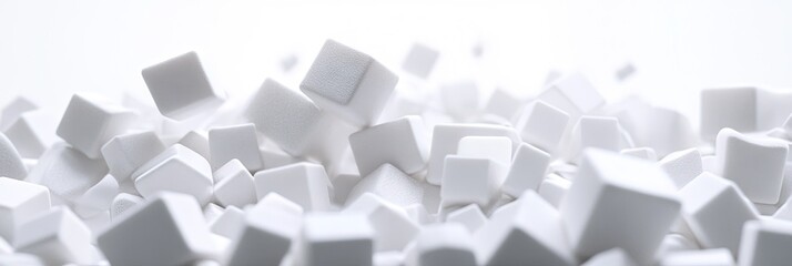 White foam cubes, white background, 