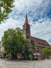 View of St. Jakob Church in the old town part of Nuremberg