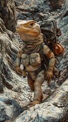 Adventurous Reptilian Explorer on Rocky Terrain