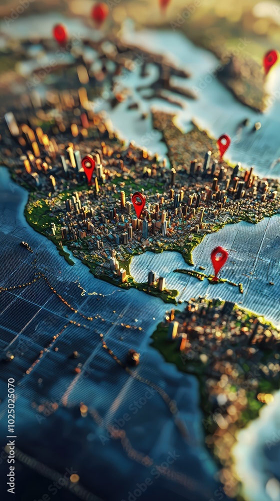 Poster Artistic 3D World Map Rendering with Animation Effects