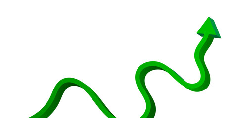 3D Green Arrow Isolated On White Background. Abstract Financial Banner. Stock Market Chart. Vector Illustration