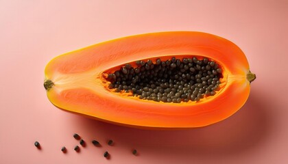 Ripe Papaya Halved with Seeds. Tropical Fruit Cut Open for Healthy Eating, Superfood Diets, and Smoothie Ingredients Concept
