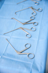 Fototapeta premium Set of special instruments is laid out on a table