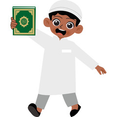 Muslim Boy Holding Quran