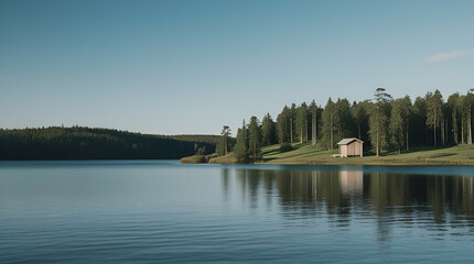 Obraz premium person on a lake