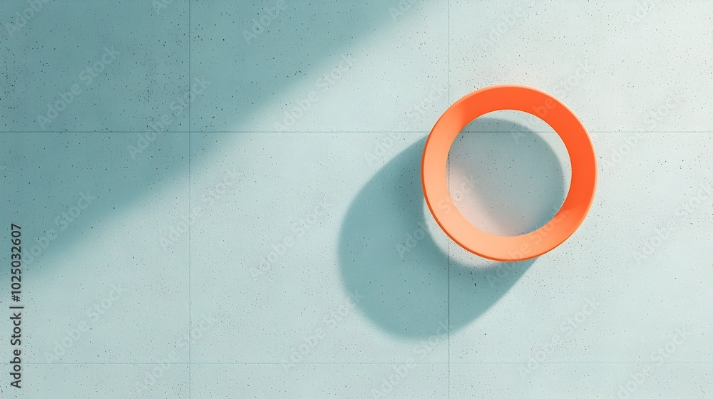 Aufkleber retro 3d hula hoop placed on the floor with a minimalist design viewed from an overhead angle showca
