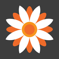 Simple Daisy Flower Icon in Flat Style with Orange Center