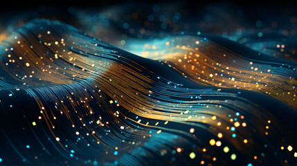 Digital holographic neon waves, data transfer, information exchange, ai technology using and transmitting information, digital patterns background. Cyberspace