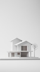 Fototapeta premium A modern minimalist house with a white aesthetic. 