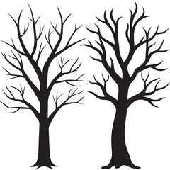 Obraz premium A dead tree silhouette vector icon logo on white background.