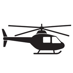  A helicopter silhouette vector icon logo illustration on white background.