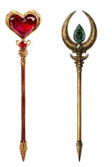 Magical scepters, white isolate background