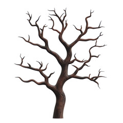 Obraz premium Dead tree, intricate branches, white isolated background