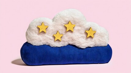 Obraz premium Ethereal and Captivating Starry Cloud Floating on a Soft Pastel Blue and Cream Gradient Background Creating a Serene and Dreamy Celestial Landscape