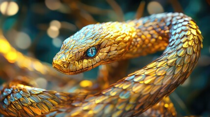 Fototapeta premium New Year's snake. AI generated illustration.
