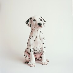 Adorable Dalmatian Puppy Posing on White Background
