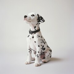 Adorable Dalmatian Puppy Posing Against a White Background