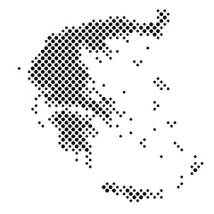 Map of Greece with a pattern of black circles like a chessboard