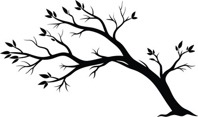 Realistic Tree Branch silhouette, Flat Vector Illustration Set, Illustration on white background.