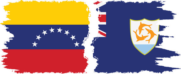 Anguilla and Venezuela grunge flags connection, vector