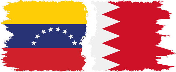 Bahrain and Venezuela grunge flags connection, vector