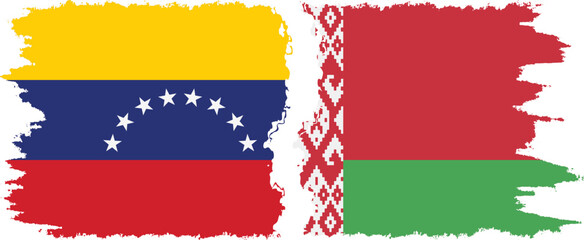 Belarusian and Venezuela grunge flags connection, vector