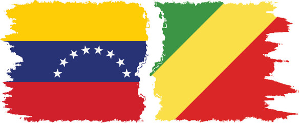 Congo-Brazzaville and Venezuela grunge flags connection, vector