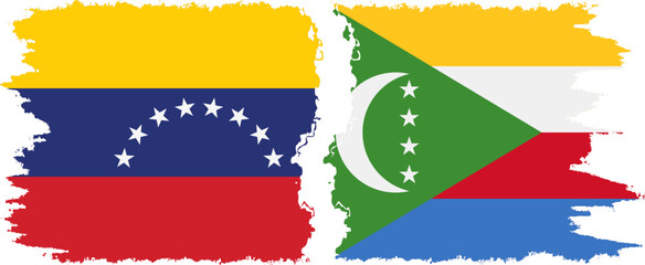 Comoros and Venezuela grunge flags connection, vector