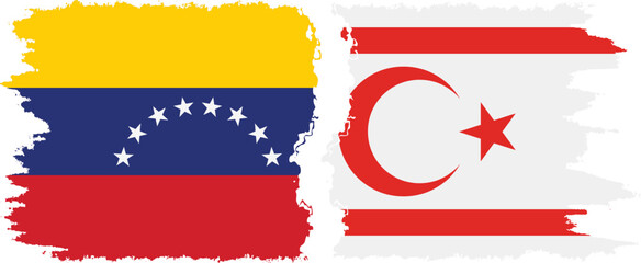 Turkish Republic of Northern Cyprus and Venezuela grunge flags connection, vector
