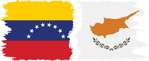 Cyprus and Venezuela grunge flags connection, vector
