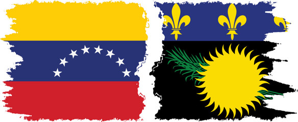 Guadeloupe and Venezuela grunge flags connection, vector