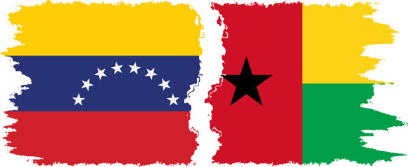 Guinea Bissau and Venezuela grunge flags connection, vector