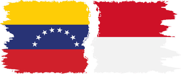 Monaco and Venezuela grunge flags connection, vector