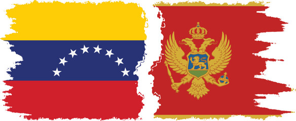 Montenegro and Venezuela grunge flags connection, vector