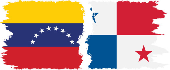 Panama and Venezuela grunge flags connection, vector