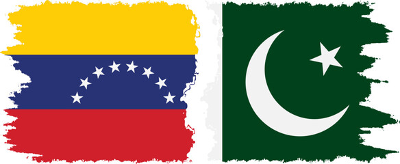 Pakistan and Venezuela grunge flags connection, vector