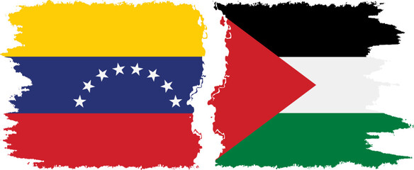 Palestine and Venezuela grunge flags connection, vector