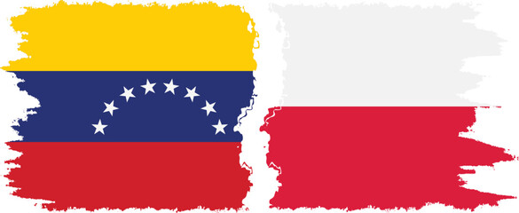 Poland and Venezuela grunge flags connection, vector