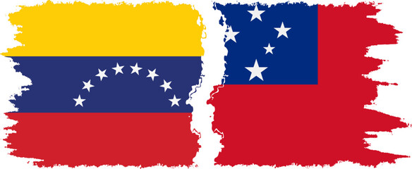 Independent State and Venezuela grunge flags connection, vector