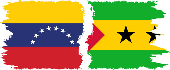 Sao Tome and Principe and Venezuela grunge flags connection, vector