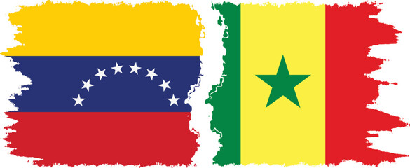 Senegal and Venezuela grunge flags connection, vector
