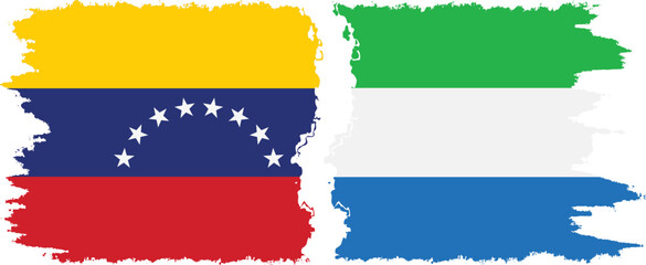 Sierra Leone and Venezuela grunge flags connection, vector
