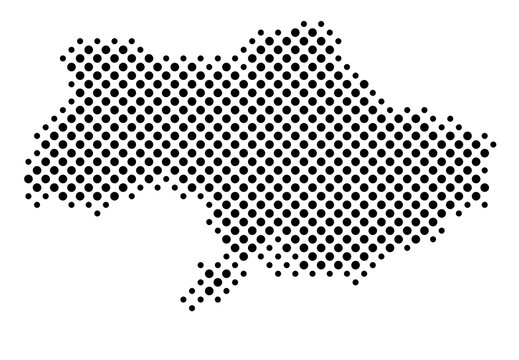 recommend clip art: Map of Ukraine with a pattern of black circles like a chessboard