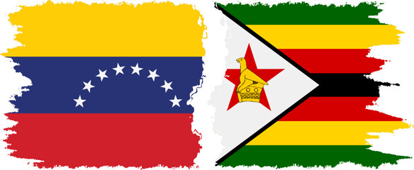 Zimbabwe and Venezuela grunge flags connection, vector