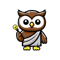 Fototapeta premium a drawing of an owl holding a yellow toy