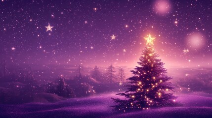 Naklejka premium Shimmering starry night Christmas theme for product presentation. AI generated illustration.