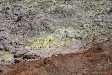 Sulphur Banks / Ha’akulamanu, Kīlauea Caldera, Hawaiʻi Volcanoes National Park. Sulfur. Hematite. Gypsum. Opal. Hydrothermal system