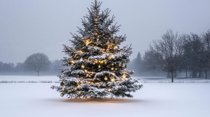 Sparkling Christmas Tree in a Snowy Wonderland