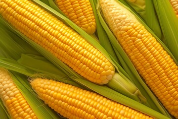 Beautifully arranged corn cobs