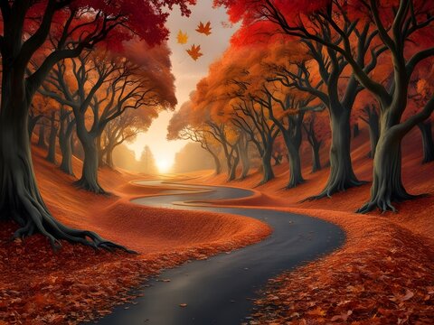 road in autumn season in foreat
sunset in autumn season in forest

